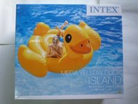 INTEX 56286 Mega Yellow Duck Island, flotteur de piscine gonflable en forme de canard, 2,21 m * 2,21 m * 1,22 m