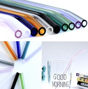 Pajitas curvadas reutilizables para mujer, tubos de vidrio marrón de 20cm de largo, con curvatura de borosilicato, accesorios para Bar - Product Image 4
