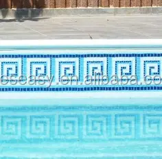 Motif de bordure en mosaïque de lotus, pour mur de piscine