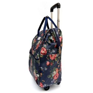 Sac de voyage à roulettes en toile à imprimé floral de grande capacité, bagage cabine - Product Image 2