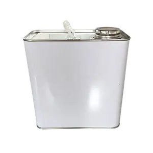 Wholesale 2L Square Shape White Tin Pail Tin Can With Plastic Lid