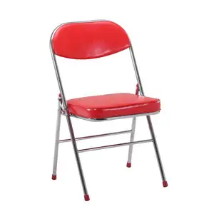 Rot leder beliebte freizeit metall stuhl gemeinsame klappstuhl günstige bunte esszimmer hochzeit stuhl