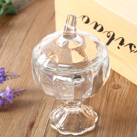 Candy jar with long stem,pumpkin glass canister,Storage jar with glass lid