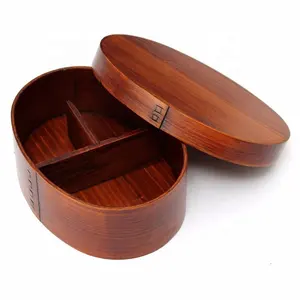 Classical Hot Sell Japan Style Handmade 17.5cm Oval Wooden Lunch Box