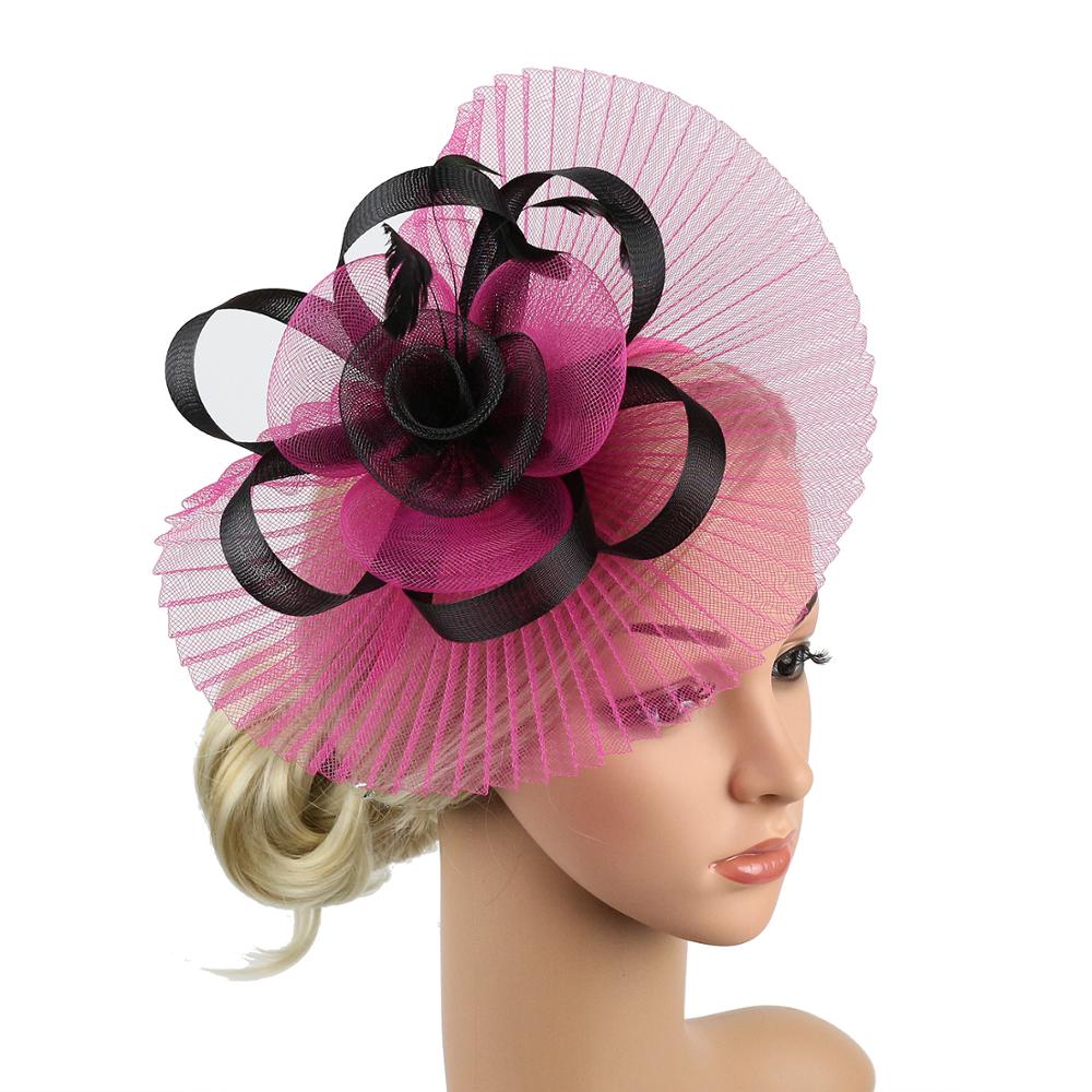 Шляпка с заколкой для волос, шляпка с перьями для коктейля, свадьбы, вечеринки, 2019