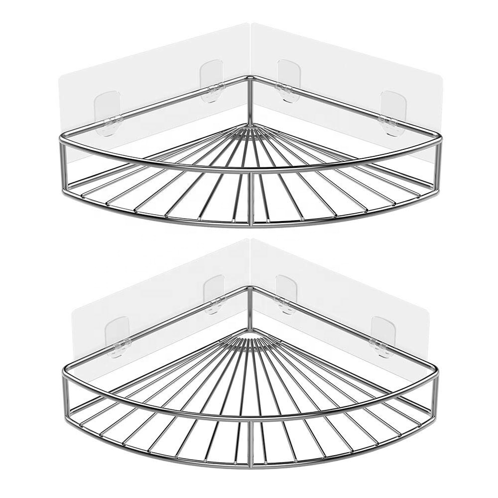 Угловая полка для ванной комнаты, 2 упаковки, настенная полка для душа, органайзер для кухни, туалета, нержавеющая сталь, без сверления