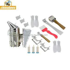 CHINABEES Beekeeping tools 15 piece set Bee smoke Bee marking bottle Bee proof Honey cutting fork King catching clip