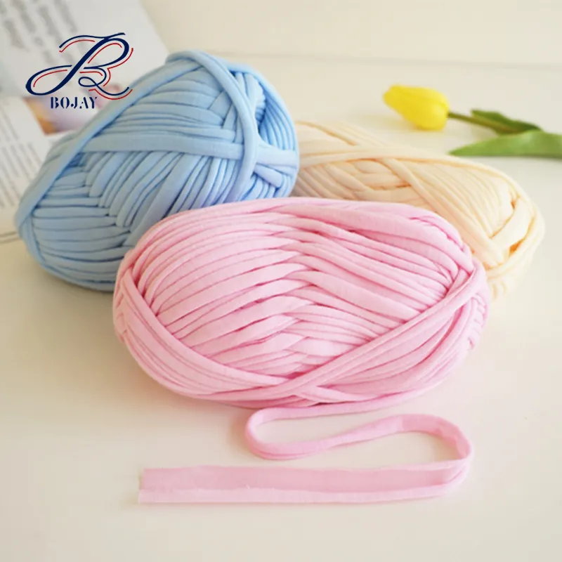 BOJAY Home Textile Crochet Basket Bag Knitting Yarn Soft Fancy Colorful T-shirt Yarn