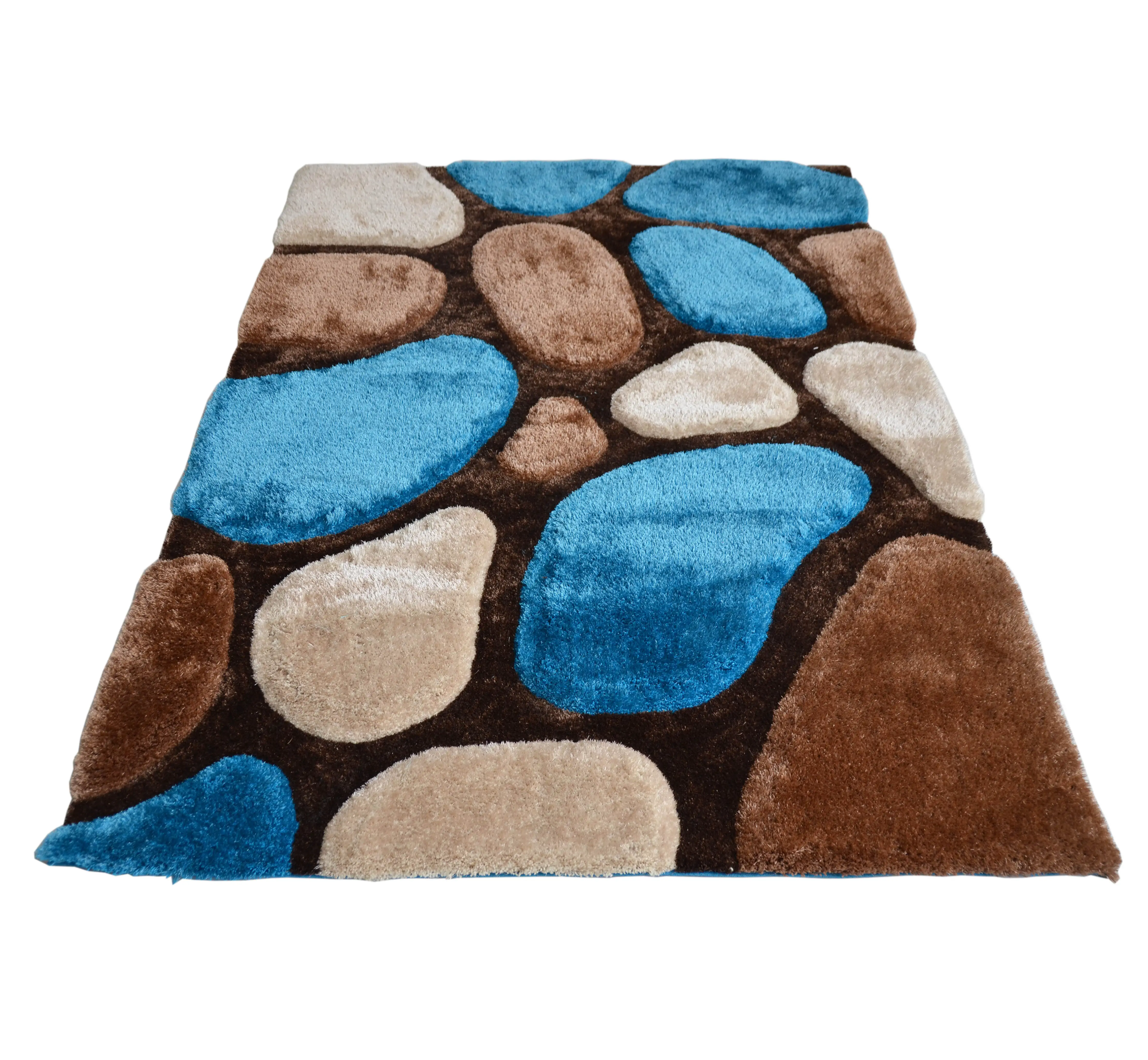 Tapis de salon Shaggy 3D à poils longs de haute qualité avec un design classique de galets