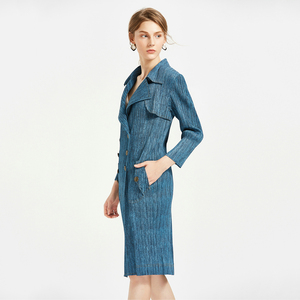 <span class=keywords><strong>Abito</strong></span> semplice plissettato Casual a maniche lunghe da donna europeo e americano sul posto di lavoro - Product Image 1