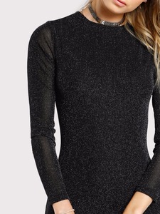 Abiti Casual Personalizzati da Donna Nuova Moda Aderenti con <span class=keywords><strong>Glitter</strong></span> Neri a <span class=keywords><strong>Maniche</strong></span> <span class=keywords><strong>Lunghe</strong></span> - Product Image 3