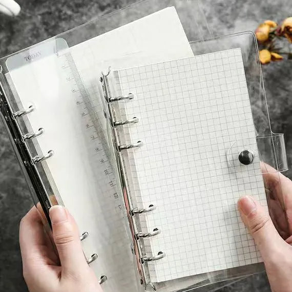 Customized Loose-leaf PVC Plastic Transparent Cover Notebook