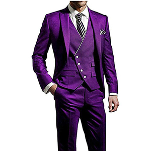 Costume Homme Haut de Gamme 3 Pièces Blazer à Un Bouton <span class=keywords><strong>Pantalon</strong></span> à Plis Droits <span class=keywords><strong>Violet</strong></span> Costume de Mariage pour Homme - Product Image 6