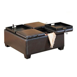 Calidad y cantidad asegurada cuadrado grande de gran tamaño de cuero marrón suave Otomano - Product Image 3