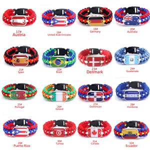 Pulsera Italiana de Paracord con Logotipo de la Bandera del País 2025, Hebilla de Plástico, 24 cm de Diámetro, Aleación y Cuerda para Regalo o Accesorio de Moda - Product Image 4