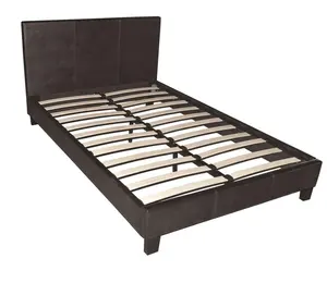 Cama de casal design moderna, cama de casal com dupla cama preta de couro falso