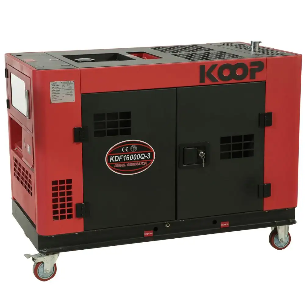 13.8kva 14kva 15kva 14kw 15kw 50hz 220v 2-cilindro gerador diesel portátil refrigerado a ar de KDF16000Q-3 (3-fase) da potência baixa