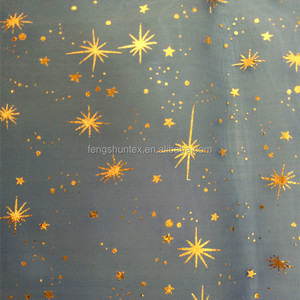 <span class=keywords><strong>Tissu</strong></span> imprimé <span class=keywords><strong>organza</strong></span> feuille d'or pour noël - Product Image 2