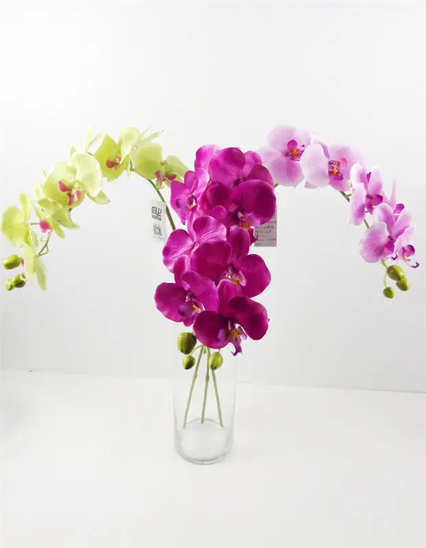 Nuovo arrivo fiore in lattice fiori di alta simulazione orchidea artificiale Phalaenopsis viola per la decorazione domestica