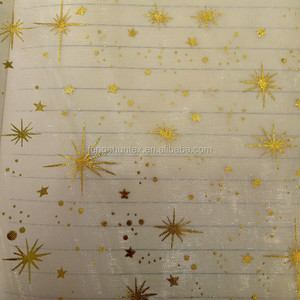 <span class=keywords><strong>Tissu</strong></span> imprimé <span class=keywords><strong>organza</strong></span> feuille d'or pour noël - Product Image 5