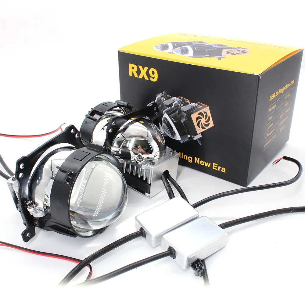 RX9 70W 9600lm 3 인치 Bi LED 프로젝터 렌즈 헤드 라이트 범용 자동차 높은 낮은 빔