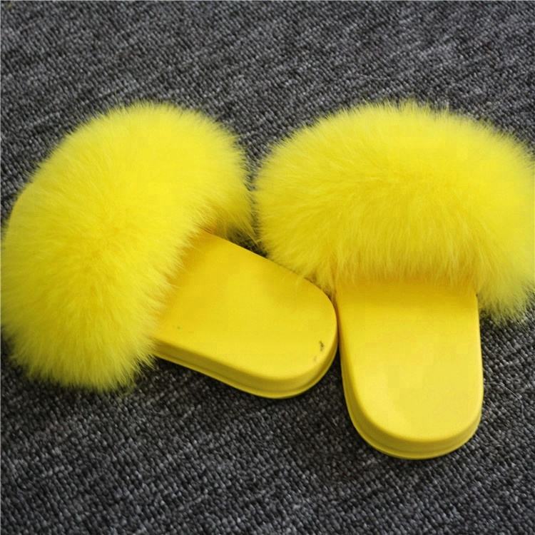 yellow fluffy shoes