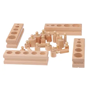 Montessori  Blocks Toys for Children Teaching Aids Cylinder Socket toys