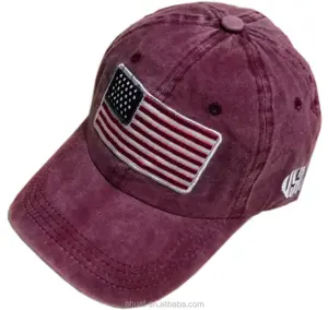 bandiera americana cappelli degli uomini Suppliers-Bandiera americana applique pigmento tinti lavaggio vintage mens basso profilo cappello papà