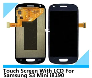 montagem original vidro tela LCD sensível ao toque para Samsung S3 Mini (i8190) com quadro