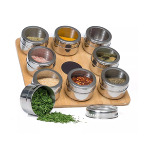 Good Quality Wholesale <strong>Kitchen</strong> Wall Mount <strong>Storage</strong> <strong>Tins</strong> Stand Holder Bamboo Magnetic Spice Rack - Product Image 3