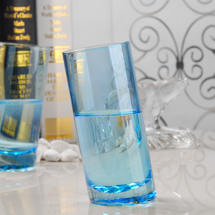 drinking glass cup,spray color slant drinking glass,colored shot glass cup