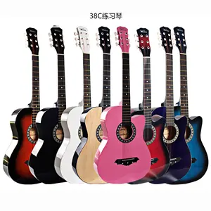 Chine Usine OEM 38 "noir bleu blanc coupe tilleul tilleul pas cher débutant mini jouet guitare acoustique avec finition haute brillance