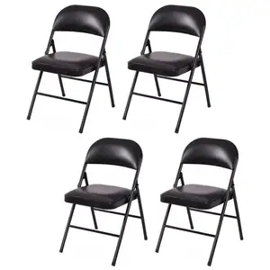 Wholesale cheap commercial stackable black metal folding chair wedding party events home office furniture folding metal chair