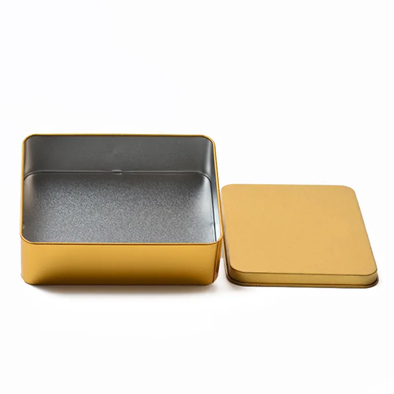 Perfect Shopping Rectangular Tin Box Lid Tin Storage Box Tin Box Pencil Case In Gold Color