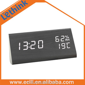 El último diseño de madera de control de voz led reloj despertador digital con tempreture y humildad - Product Image 1