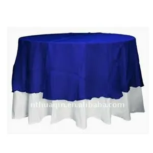 圆形皇家蓝缎子覆盖和缎子桌布台布