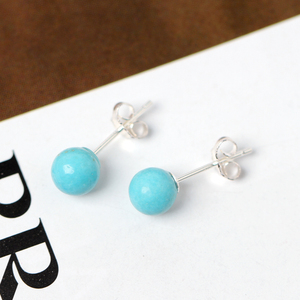 6mm Natural <strong>Turquoise</strong> <strong>Earrings</strong> With 925 Sterling Silver <strong>Studs</strong> Semi Precious Gemstone <strong>Stud</strong> <strong>Earrings</strong> - Product Image 3