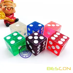 Bescon उच्च गुणवत्ता बड़ा डॉट्स के साथ कैसीनो आकार ग्लिटर पासा 19 MM