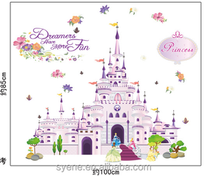 3d niños princesa vivero <span class=keywords><strong>pared</strong></span> mural pegatinas vivero flor Castillo <span class=keywords><strong>pared</strong></span> adhesivo <span class=keywords><strong>para</strong></span> el bebé habitaciones casa decoración <span class=keywords><strong>de</strong></span> la <span class=keywords><strong>pared</strong></span> - Product Image 1