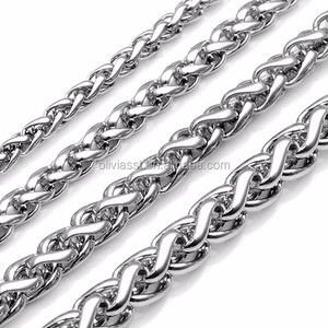 Olivia 3 Mét Vàng Lúa Mì Chuỗi Mens Thép Không Gỉ Dài Liên Kết Xoắn Chuỗi Bện Lúa Mì Spiga Liên Kết Chuỗi Vòng Cổ Tùy Chỉnh Kích Thước - Product Image 5