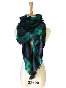 B503 Sciarpa Quadrata a Quadri Colorata, Sciarpa Triangolare, Scialle Grande a Quadri Double-Face, Sciarpa Coperta a Quadri - Product Image 5