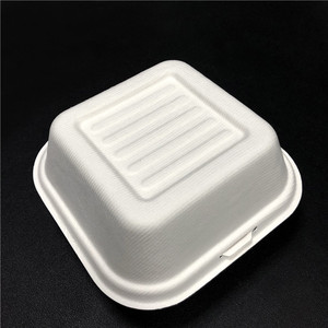 Hộp Có Thể Phân Hủy Màu Trắng 9 Inch Hộp Cơm Mía Bộ Đồ Ăn Dùng Một Lần Giấy Phân Hủy Sinh Học - Product Image 6