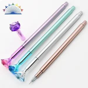 Kleur Diamant Hoofd Plastic Custom Crystal Gel Pen En Diamant Top Pen