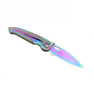 Coltello da tasca pieghevole in titanio lucidato con lama pieghevole in titanio