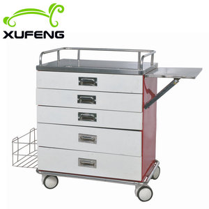 XF698 Rvs Ziekenhuis Verpleging Geneeskunde <span class=keywords><strong>Trolley</strong></span> Met Vijf Lades - Product Image 2