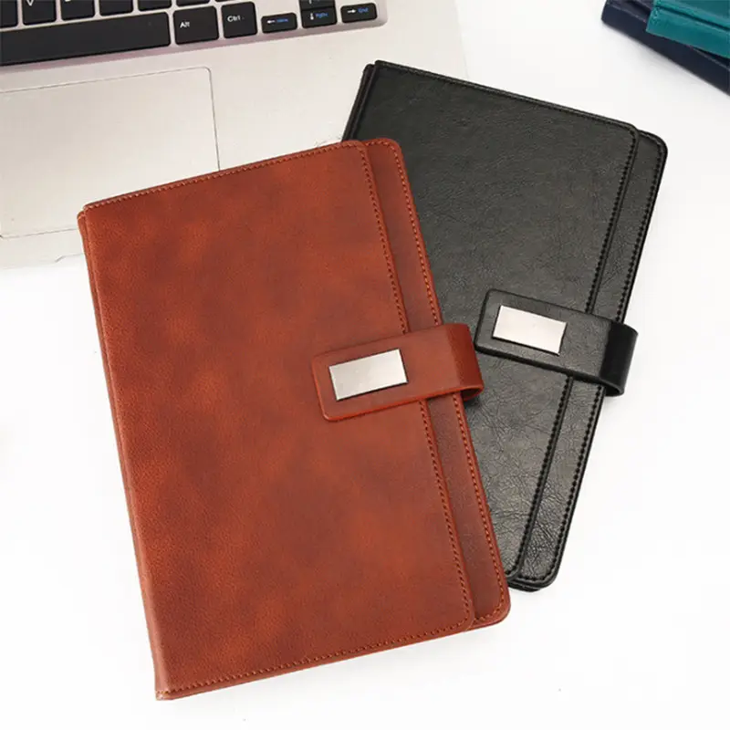Hoge kwaliteit PU leer hard cover business notepad kantoor vergadering organizer notebook custom logo