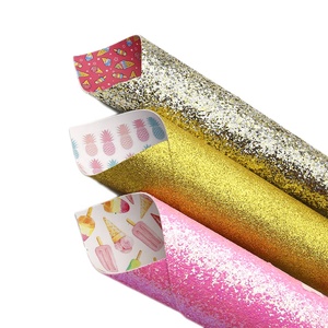 <strong>Double</strong> <strong>Side</strong> Glitter Summer Ice Cream Printed Artificial <strong>Vinyl</strong> Leather <strong>Fabric</strong> 5918 - Product Image 2