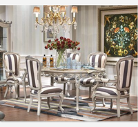 Table à manger Queen Anne avec chaises, design floral, meubles de salle à manger en bois sculpté de luxe