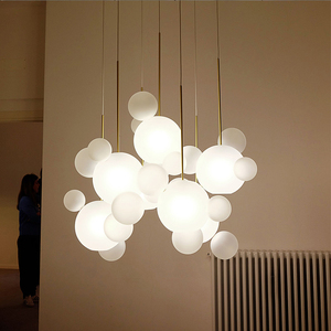 Nouveau verre blanc laiteux boule à bulles en verre pendentif lumière pour hôtel - Product Image 5