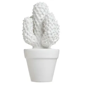 OEM personnalisé vente en gros décoration de bureau blanche cactus en céramique plante de cactus artificiel